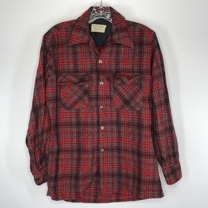 Vintage JCPenney TowncrafT Plus Wool Red Plaid Button Up Shirt